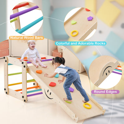 *Climbing Triangle Ladder Toy Indoor Jungle Gym with Reversible Ramp - Multicolor