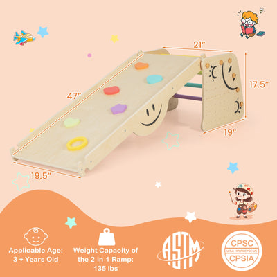 *Wooden Climbing Toy Triangle Climber Set with Seesaw - Multicolor