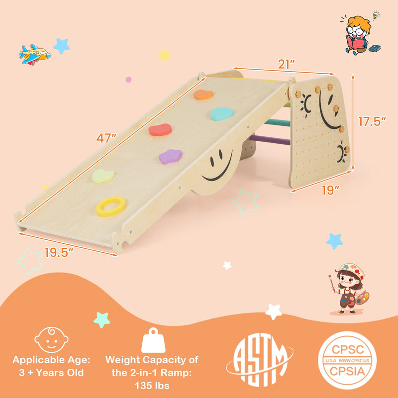 *Wooden Climbing Toy Triangle Climber Set with Seesaw - Multicolor