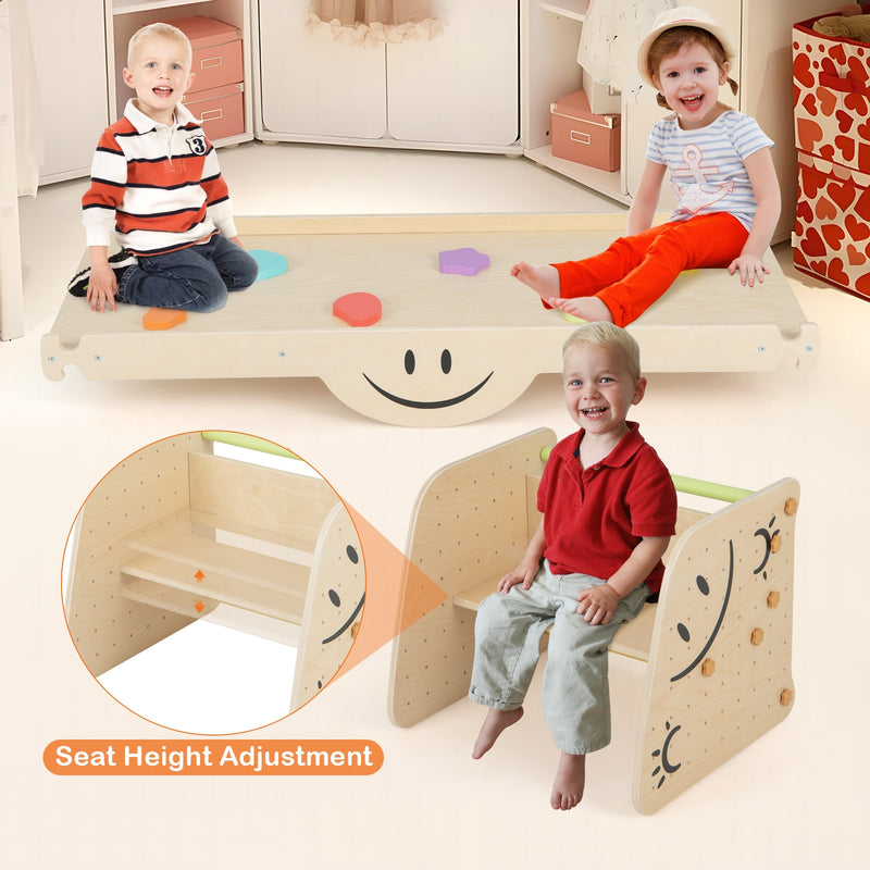 *Wooden Climbing Toy Triangle Climber Set with Seesaw - Multicolor