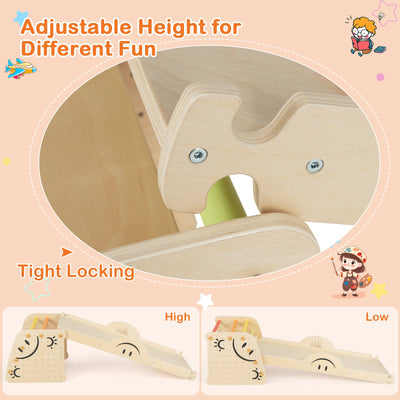 *Wooden Climbing Toy Triangle Climber Set with Seesaw - Multicolor