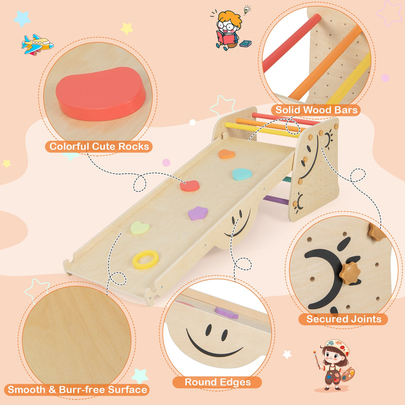 *Wooden Climbing Toy Triangle Climber Set with Seesaw - Multicolor