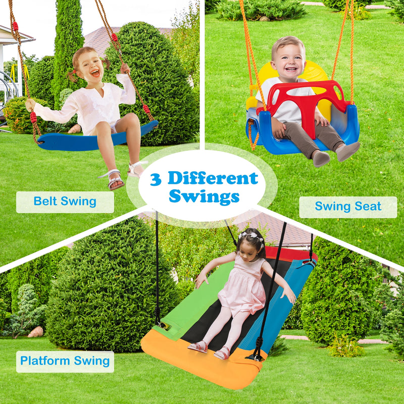 *660 LBS Heavy Duty Carbon Steel Swing Frame with 3 Swings - Yellow
