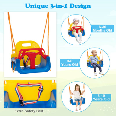 *660 LBS Heavy Duty Carbon Steel Swing Frame with 3 Swings - Yellow