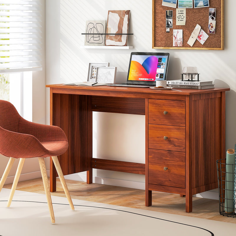 *3-Drawer Home Office Study Computer Desk with Spacious Desktop - Brown