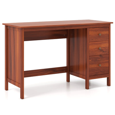 *3-Drawer Home Office Study Computer Desk with Spacious Desktop - Brown