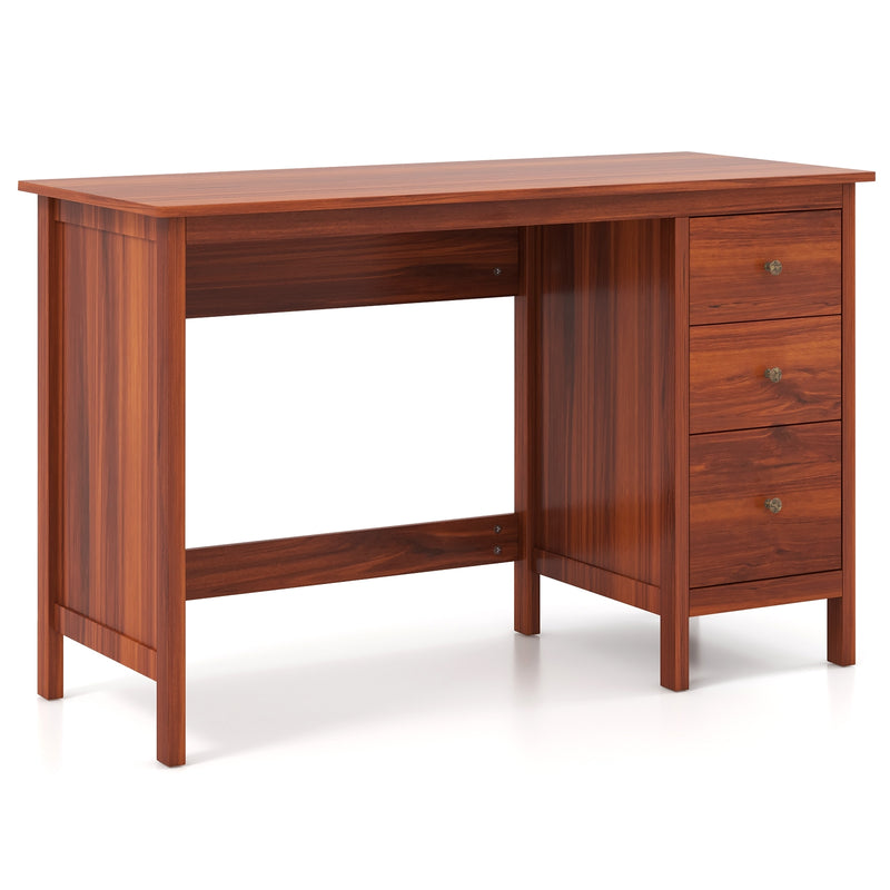 *3-Drawer Home Office Study Computer Desk with Spacious Desktop - Brown