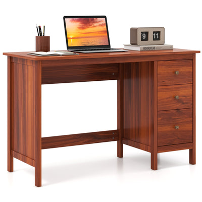 *3-Drawer Home Office Study Computer Desk with Spacious Desktop - Brown