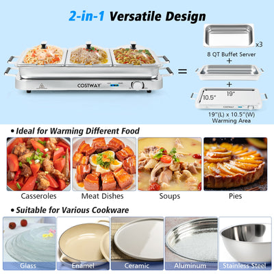 *2 in 1 Electric Warming Tray with Temperature Control