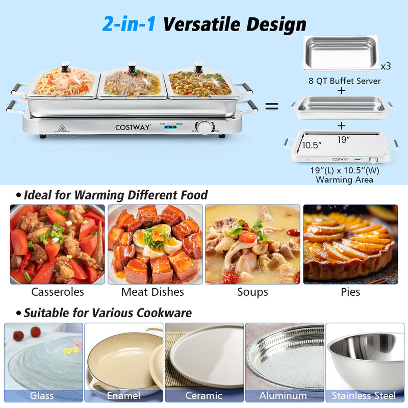 *2 in 1 Electric Warming Tray with Temperature Control