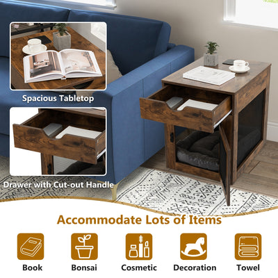 *Furniture Style Dog Kennel with Drawer and Removable Dog Bed - Coffee