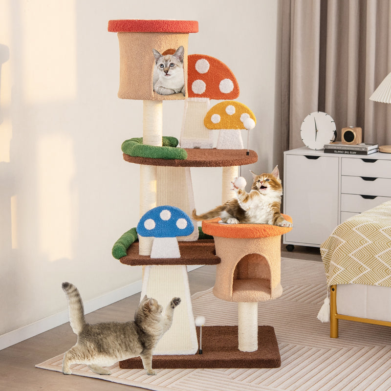*4-In-1 Cat Tree with 2 Condos and Platforms for Indoors - Multicolor