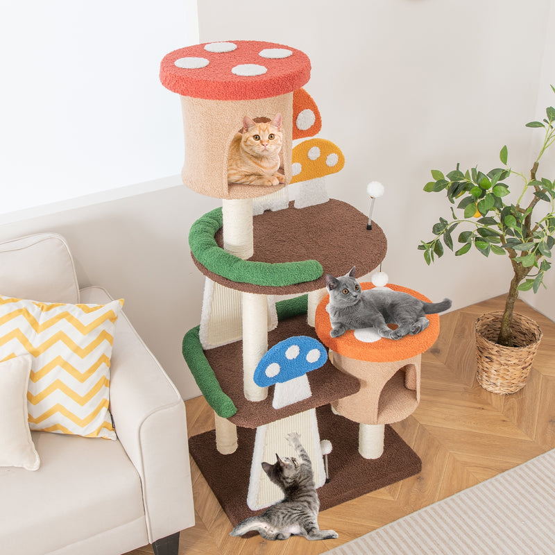 *4-In-1 Cat Tree with 2 Condos and Platforms for Indoors - Multicolor