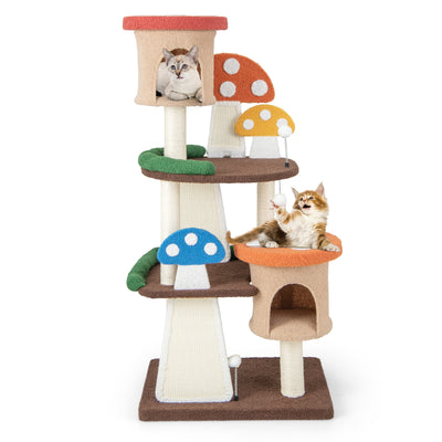 *4-In-1 Cat Tree with 2 Condos and Platforms for Indoors - Multicolor