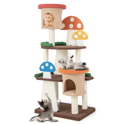 *4-In-1 Cat Tree with 2 Condos and Platforms for Indoors - Multicolor