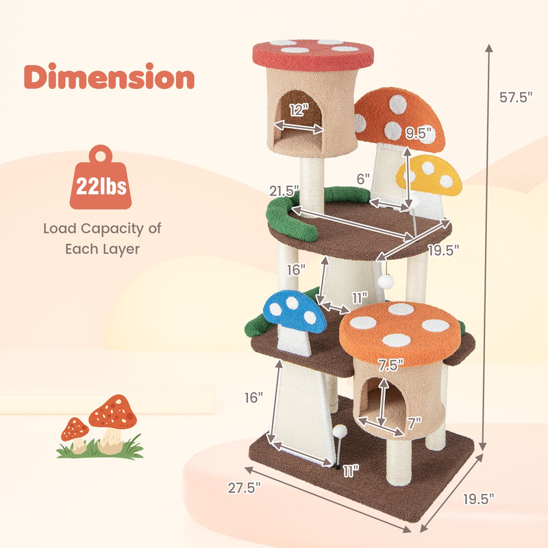 *4-In-1 Cat Tree with 2 Condos and Platforms for Indoors - Multicolor
