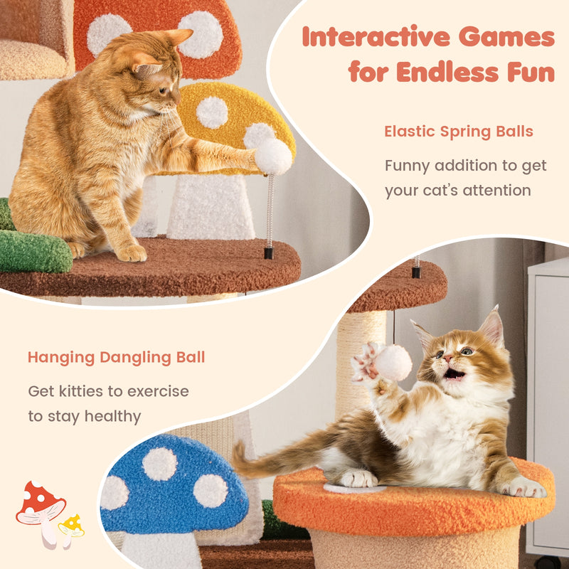*4-In-1 Cat Tree with 2 Condos and Platforms for Indoors - Multicolor