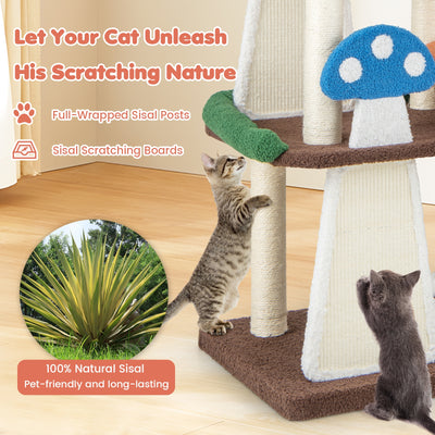 *4-In-1 Cat Tree with 2 Condos and Platforms for Indoors - Multicolor