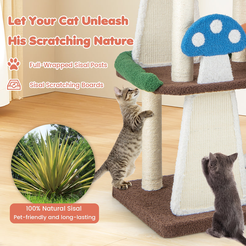 *4-In-1 Cat Tree with 2 Condos and Platforms for Indoors - Multicolor