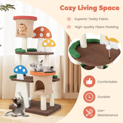 *4-In-1 Cat Tree with 2 Condos and Platforms for Indoors - Multicolor