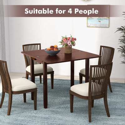 Mid Century Folding Dining Table for 4 People Extendable Kitchen Table with Hidden Storage-Brown