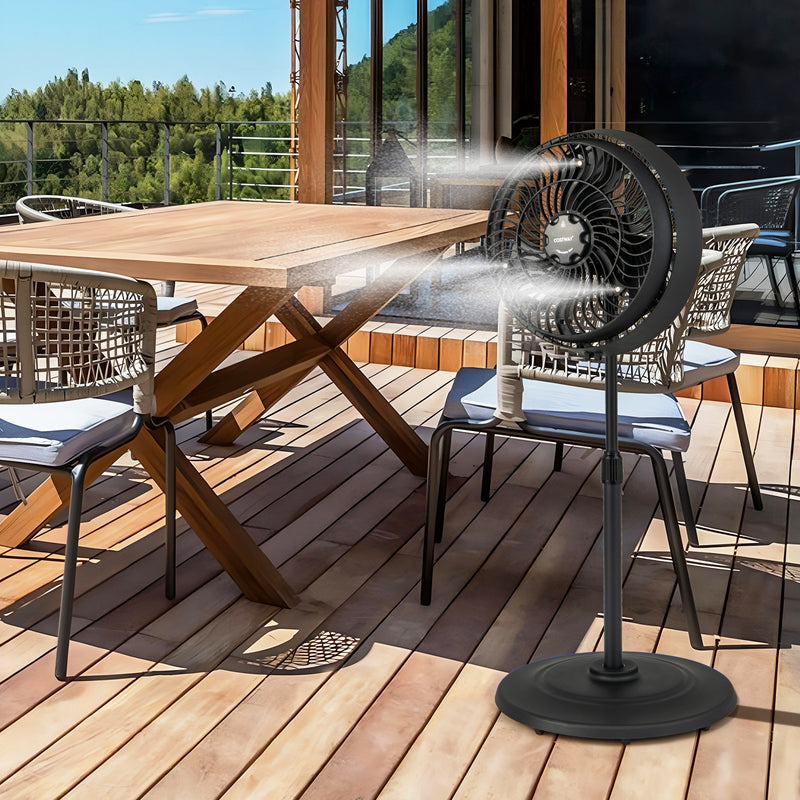 *16 Inch Outdoor Misting Fan Oscillating Pedestal Fan with 3 Mist Levels - Black
