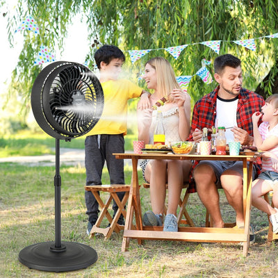 *16 Inch Outdoor Misting Fan Oscillating Pedestal Fan with 3 Mist Levels - Black