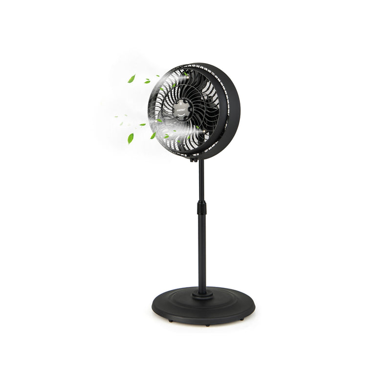 *16 Inch Outdoor Misting Fan Oscillating Pedestal Fan with 3 Mist Levels - Black