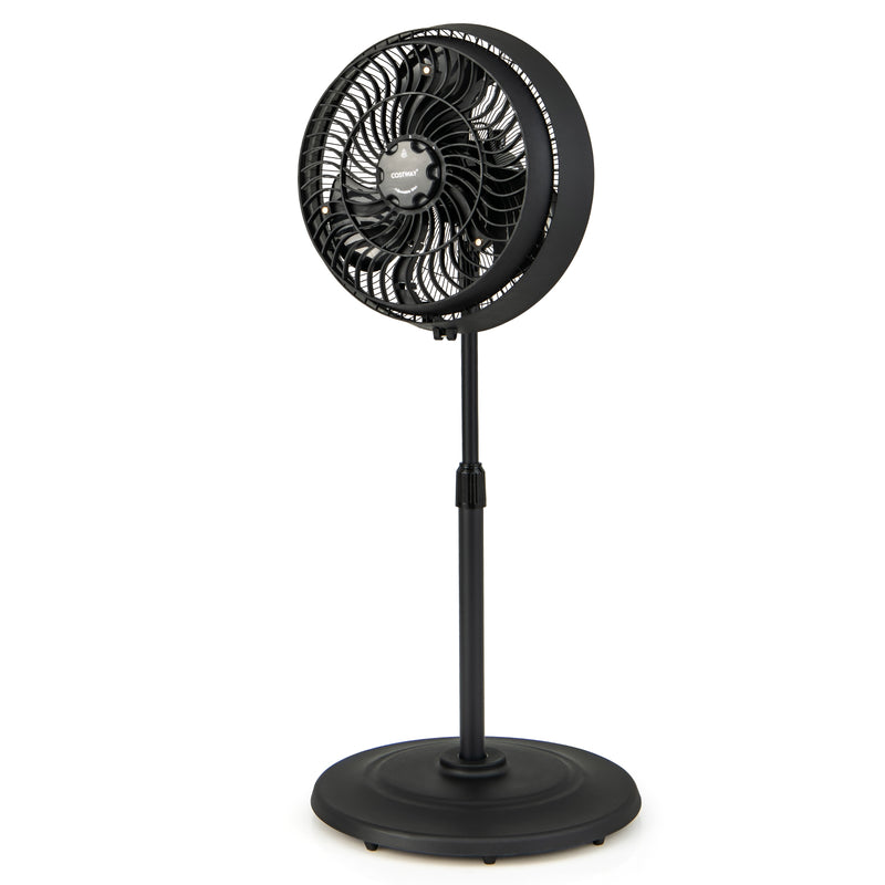 *16 Inch Outdoor Misting Fan Oscillating Pedestal Fan with 3 Mist Levels - Black