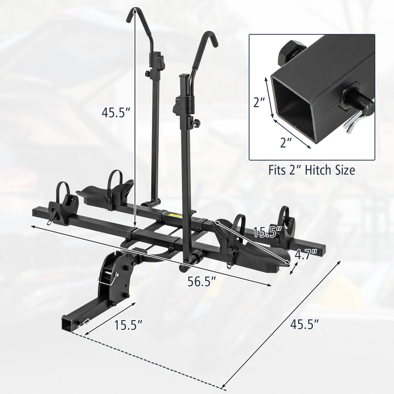 *2 Inch Hitch Mount Bike Rack 2-Bike Platform Style Carrier with Tilt-able Design for Easy Trunk Access