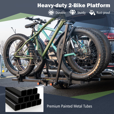 *2 Inch Hitch Mount Bike Rack 2-Bike Platform Style Carrier with Tilt-able Design for Easy Trunk Access