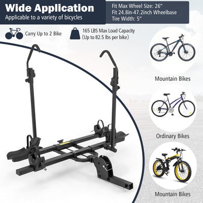 *2 Inch Hitch Mount Bike Rack 2-Bike Platform Style Carrier with Tilt-able Design for Easy Trunk Access