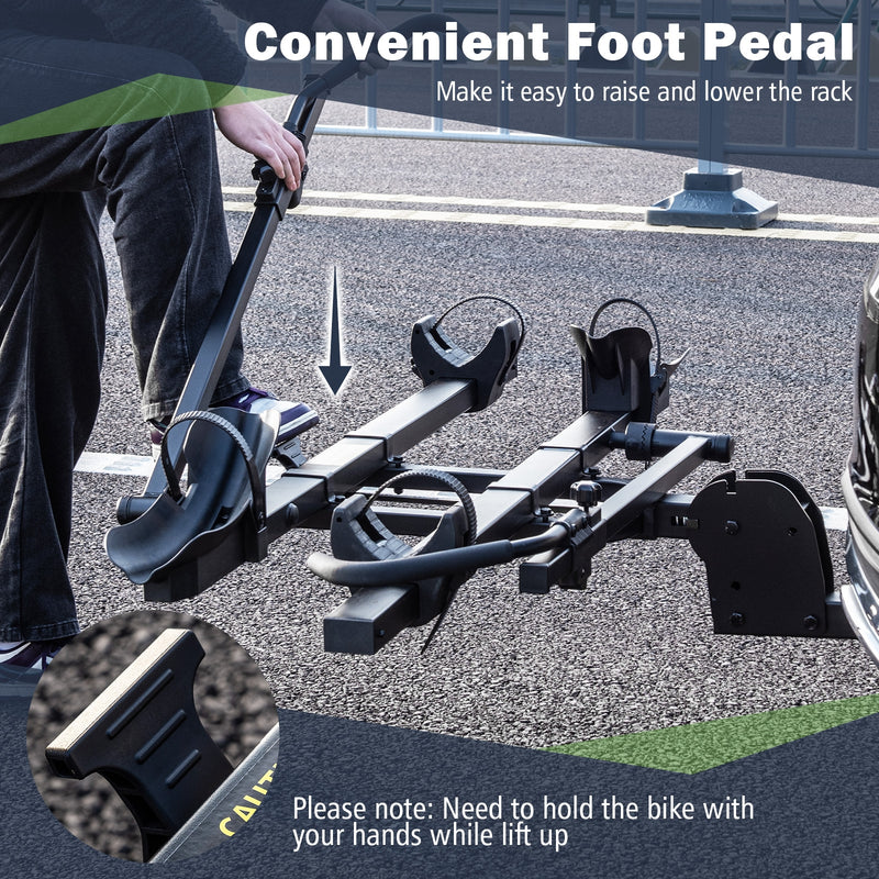 *2 Inch Hitch Mount Bike Rack 2-Bike Platform Style Carrier with Tilt-able Design for Easy Trunk Access