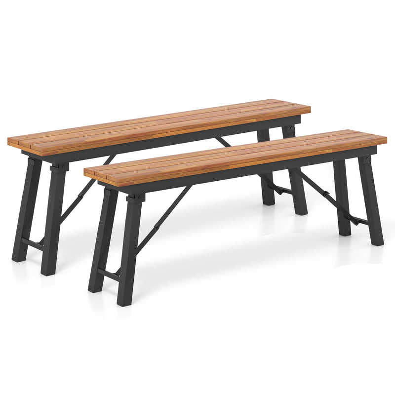 *Folding Picnic Bench Set Rectangular Acacia Wood Dining Camping BBQ Benches