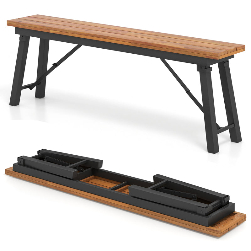 *Folding Picnic Bench Set Rectangular Acacia Wood Dining Camping BBQ Benches