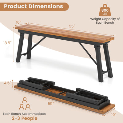 *Folding Picnic Bench Set Rectangular Acacia Wood Dining Camping BBQ Benches