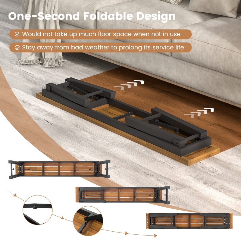 *Folding Picnic Bench Set Rectangular Acacia Wood Dining Camping BBQ Benches