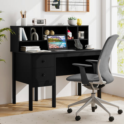 *48 Inch Home Office Computer Desk with Type-C Power Outlets - Black