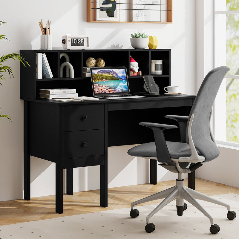 *48 Inch Home Office Computer Desk with Type-C Power Outlets - Black