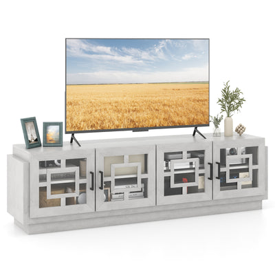 4-Door TV Stand for TVs up to 75 Inch Media Console Table with Adjustable Shelves-Oak