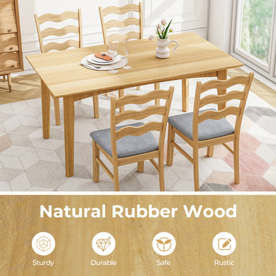 Dining Chair Set of 2 Linen Fabric Upholstered Kitchen Chairs with Padded Seat-Natural