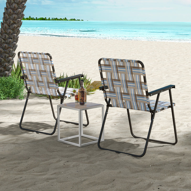 *4 Pieces Folding Beach Chair Camping Lawn Webbing Chair - Coffee