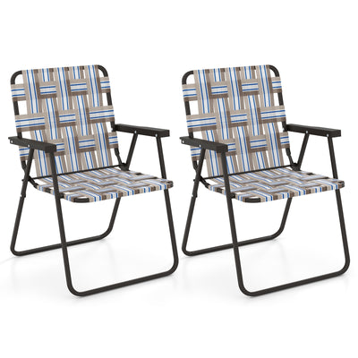 *4 Pieces Folding Beach Chair Camping Lawn Webbing Chair - Coffee