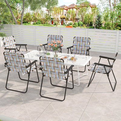 *4 Pieces Folding Beach Chair Camping Lawn Webbing Chair - Coffee