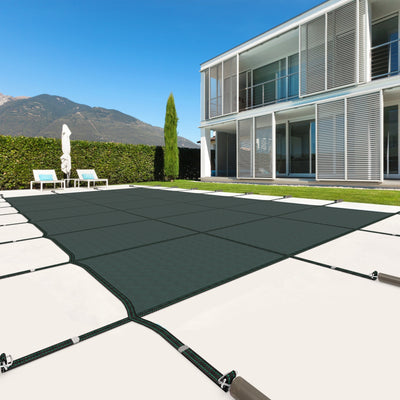 34 x 18 Feet Safety Pool Cover Fits 32 x16 Feet Inground Swimming Pools - Green