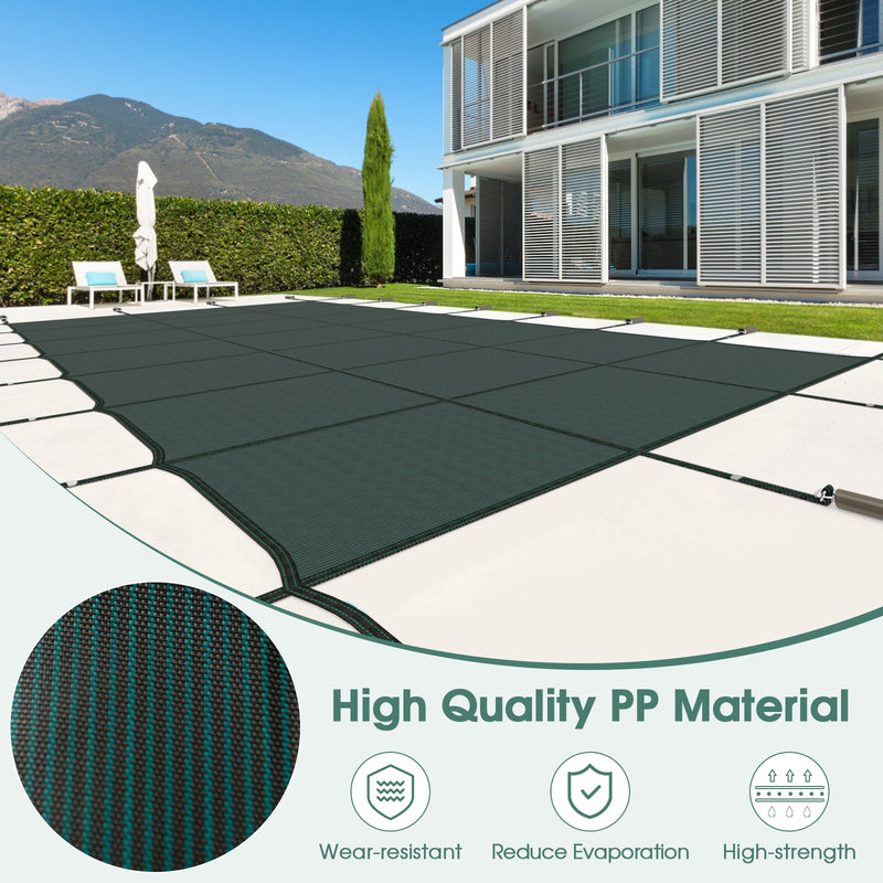 34 x 18 Feet Safety Pool Cover Fits 32 x16 Feet Inground Swimming Pools - Green