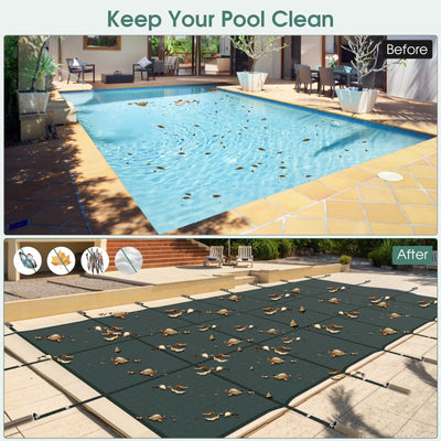 34 x 18 Feet Safety Pool Cover Fits 32 x16 Feet Inground Swimming Pools - Green