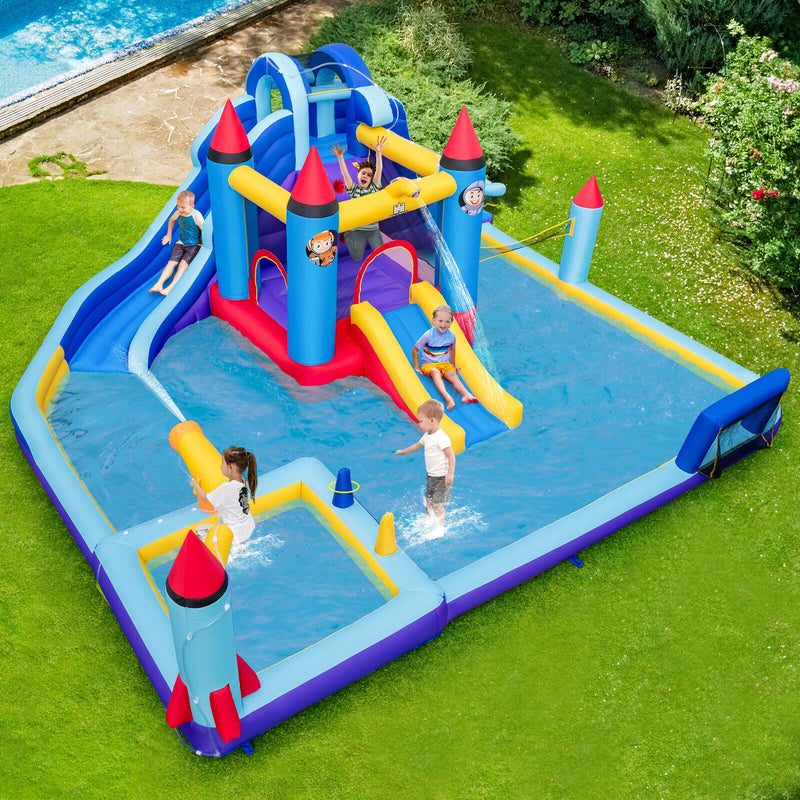 *Rocket Theme Inflatable Water Slide Park with 1100W Blower