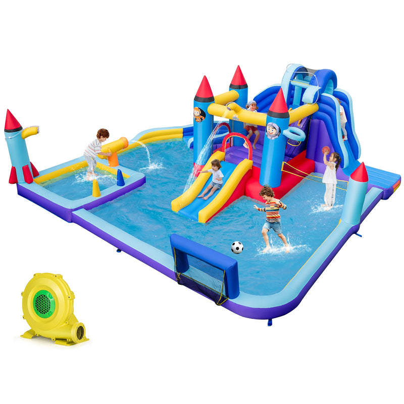 *Rocket Theme Inflatable Water Slide Park with 1100W Blower