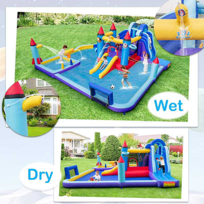 *Rocket Theme Inflatable Water Slide Park with 1100W Blower